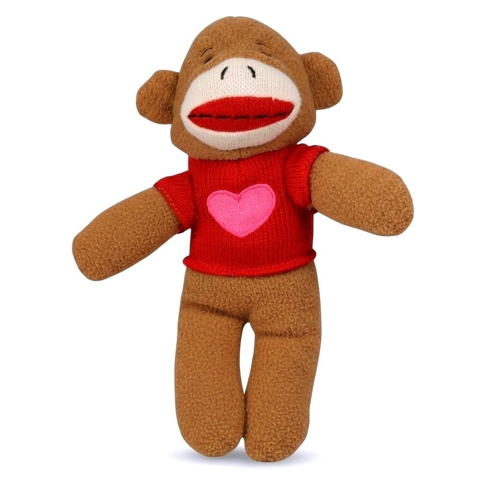 Dan Dee Sock Monkey Plush Brown Red Heart Sweater 9 inch Stuffed Animal Toy 2011